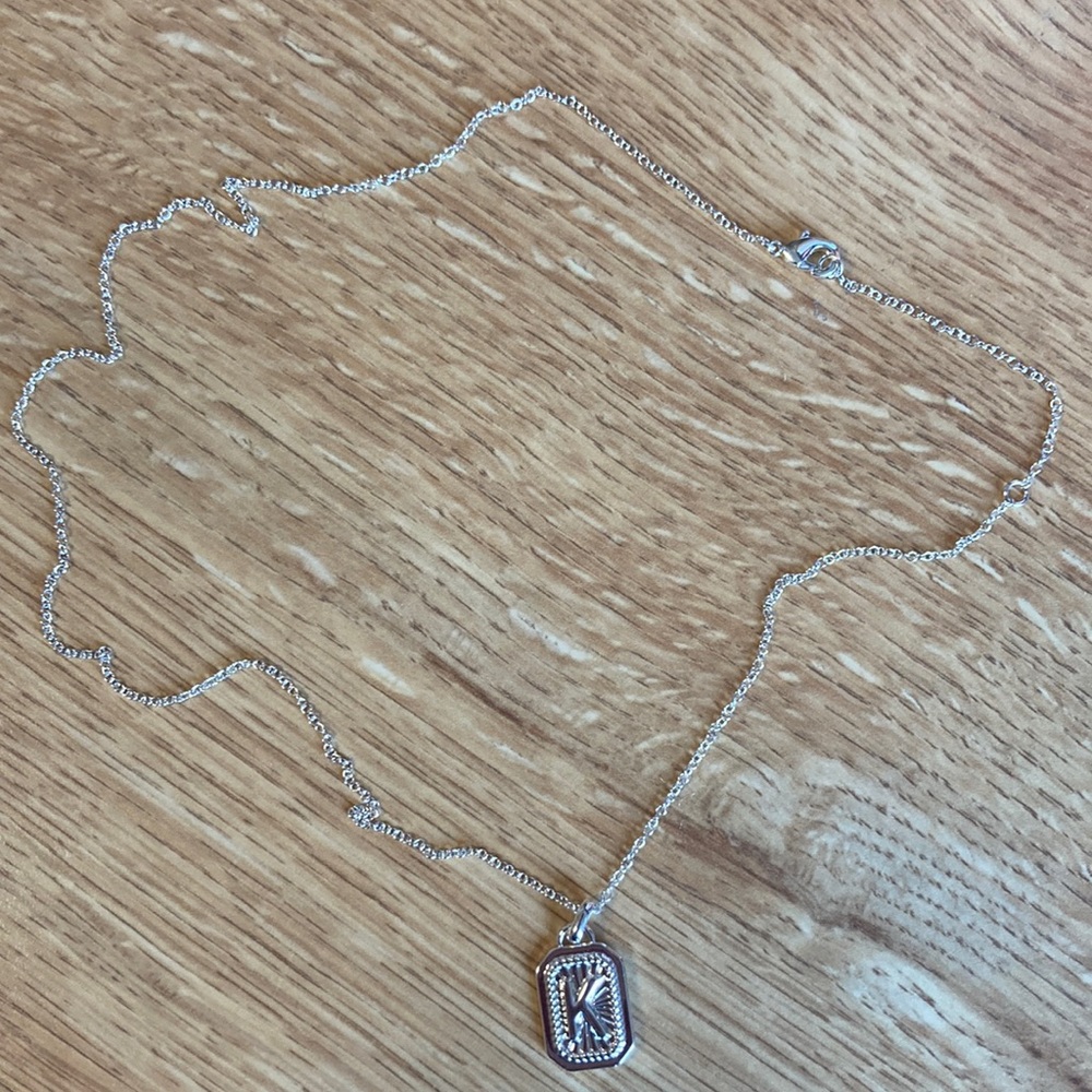 NEVER WORN “K” silver necklace